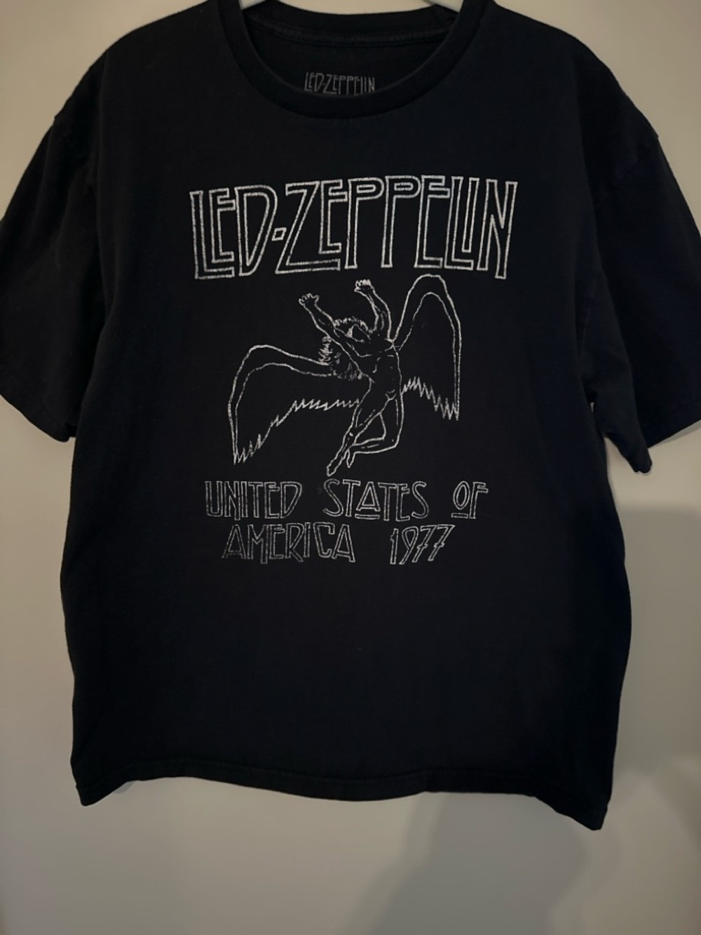 Led Zeppelin 1977 Tour Graphic Tee Black Size Large Band Shirt
